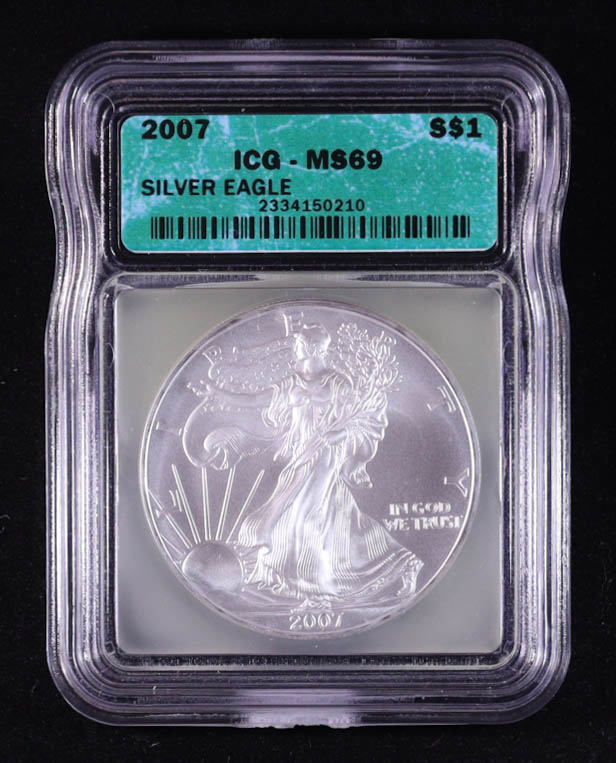 2007 American Silver Eagle (ICG MS69) at PristineAuction.com 2007 American Silver Eagle (ICG MS69) at PristineAuction.com