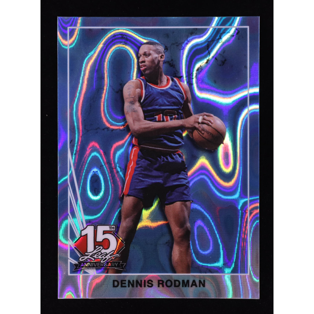Dennis Rodman 2025 Leaf 15th Year Anniversary National Convention '90 Leaf Light Blue Lava #90B41 #4/5 at PristineAuction.com