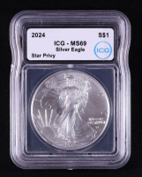 2024 American Silver Eagle, Star Privy (ICG MS69) at PristineAuction.com