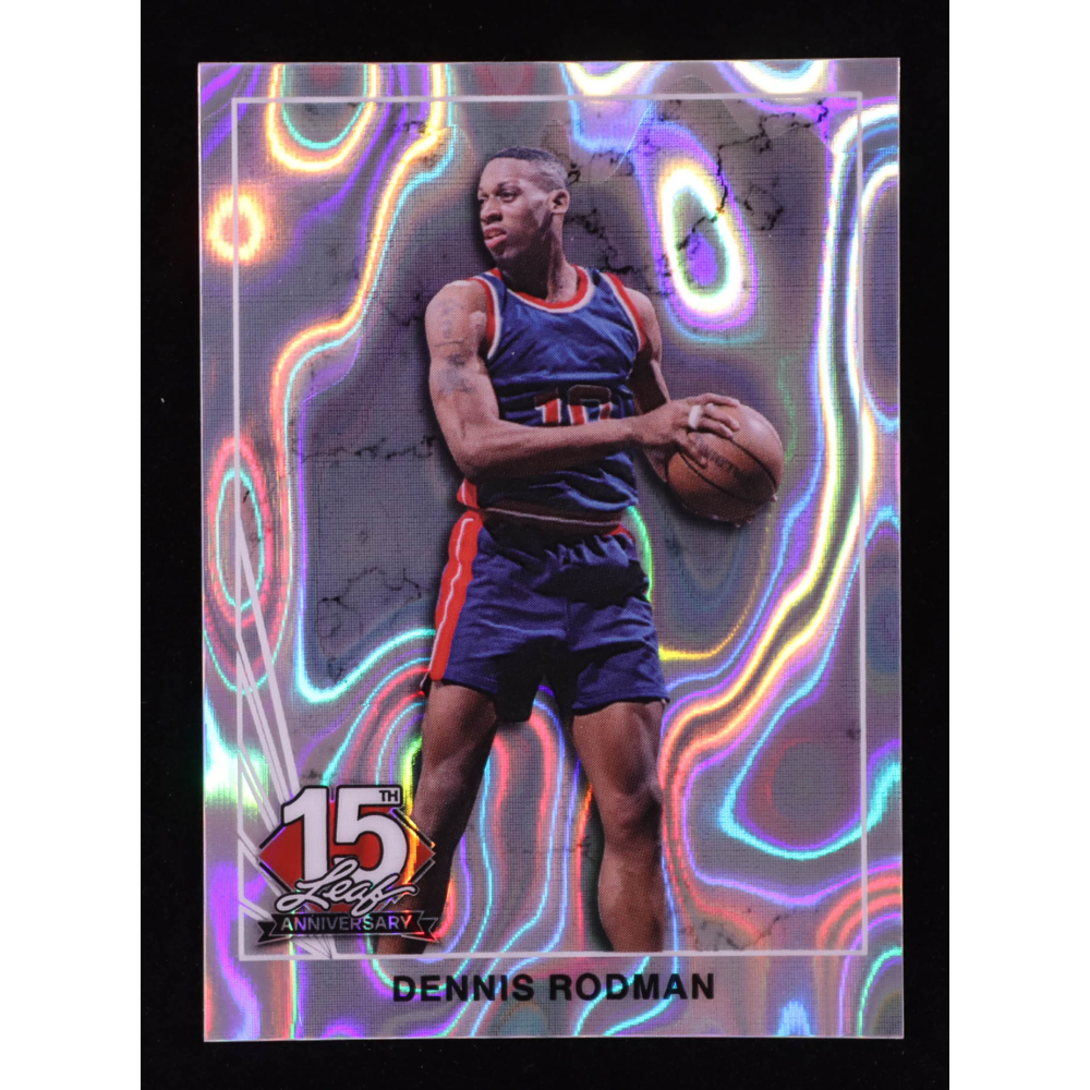 Dennis Rodman 2025 Leaf 15th Year Anniversary National Convention '90 Leaf Silver Lava #90B41 #07/15 at PristineAuction.com