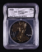 2025 Black Ruthenium & Gold American Silver Eagle - 1 of 500 (ICG BRILLIANT UNC) at PristineAuction.com