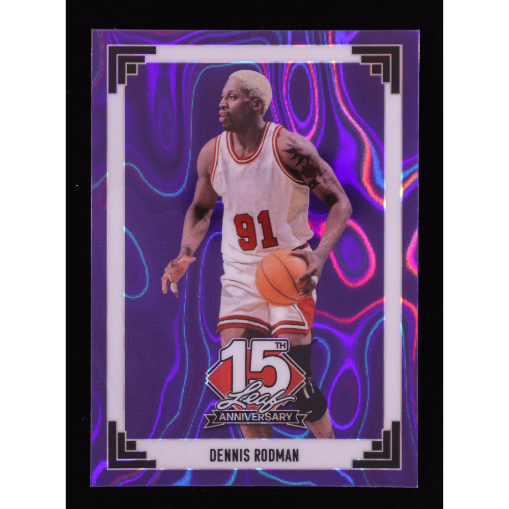 Dennis Rodman 2025 Leaf 15th Year Anniversary National Convention '91 Leaf Purple Lava #91B40 #4/7 at PristineAuction.com