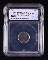 (ND) U.S. 10C Dime Blank Planchet Mint Error - Austin Hutto Signature Label (ICG BU) at PristineAuction.com