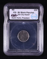 (ND) U.S. 10C Dime Blank Planchet Mint Error - Austin Hutto Signature Label (ICG BU) at PristineAuction.com