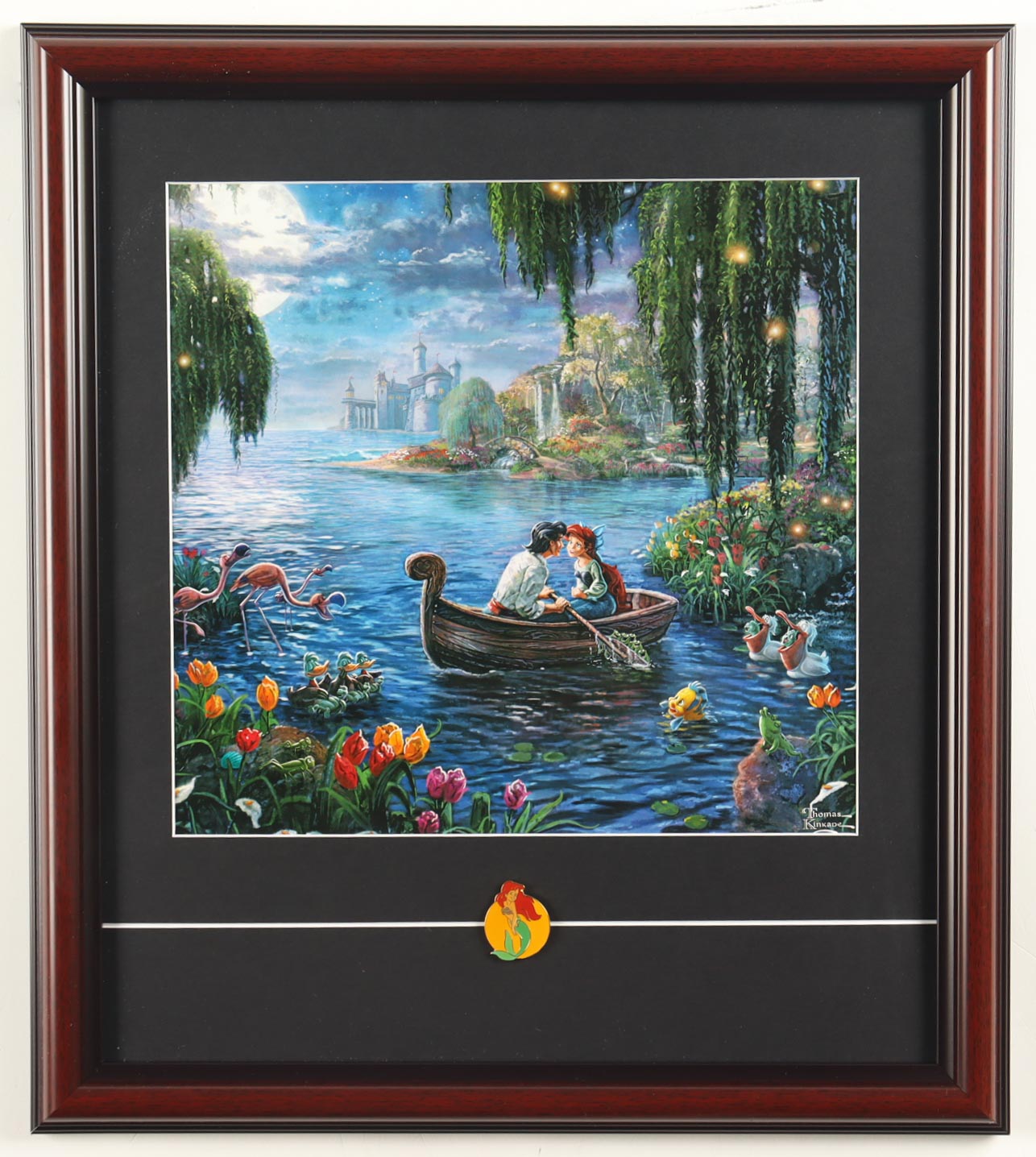 "Kiss the Girl" The Little Mermaid by Thomas Kinkade Custom Framed Art Print Display at PristineAuction.com "Kiss the Girl" The Little Mermaid by Thomas Kinkade Custom Framed Art Print Display at PristineAuction.com