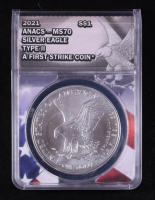 2021 American Silver Eagle Type 2, First Strike Coin - American Flag Core (ANACS MS70) at PristineAuction.com