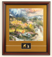 Thomas Kinkade Walt Disney's "Bambi" Custom Framed Print Display with 1960 Bambi & Thumper Figurines at PristineAuction.com