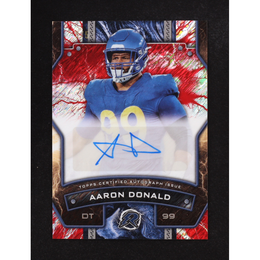 Aaron Donald 2024 Topps Resurgence Resurgence Signatures Red Static #RSAD #3/5 at PristineAuction.com