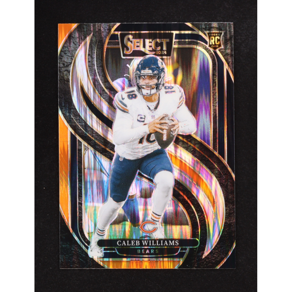 Caleb Williams 2024 Select Prizm Black and Orange Shock #114 RC at PristineAuction.com