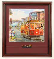 Thomas Kinkade "Mickey & Friends in San Fransisco" Custom Framed Print Display with Retired Vintage 'Fab Five' Pin at PristineAuction.com