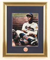 "Satchel Paige" Custom Framed Colorized Photo Display with Indians American League Champions Pin at PristineAuction.com