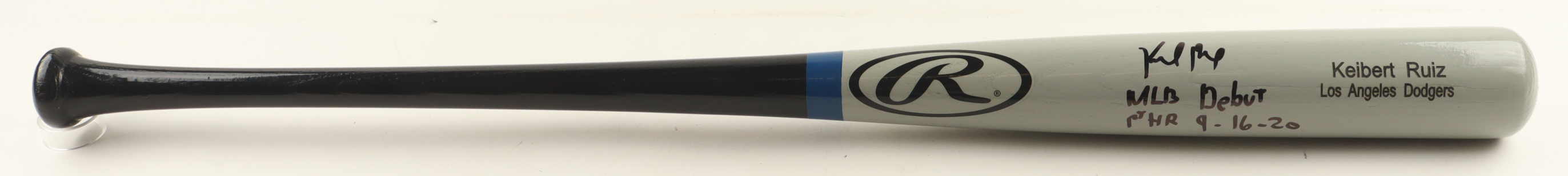 Keibert Ruiz Signed Rawlings Player Model Baseball Bat Inscribed "MLB Debut 1st HR 9-16-20" (Beckett) at PristineAuction.com Keibert Ruiz Signed Rawlings Player Model Baseball Bat Inscribed "MLB Debut 1st HR 9-16-20" (Beckett) at PristineAuction.com