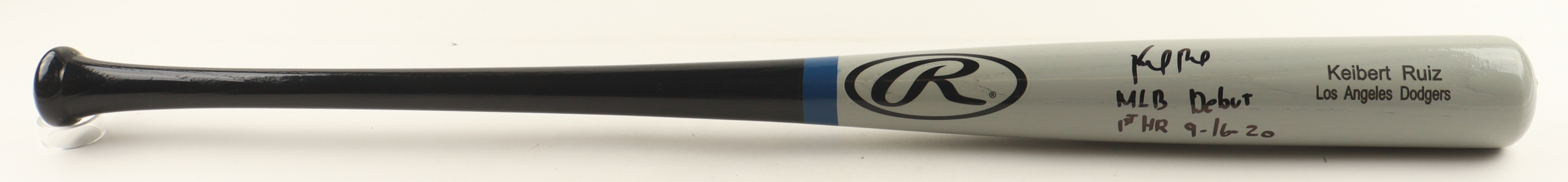 Keibert Ruiz Signed Rawlings Player Model Baseball Bat Inscribed "MLB Debut 1st HR 9-16-20" (Beckett) at PristineAuction.com Keibert Ruiz Signed Rawlings Player Model Baseball Bat Inscribed "MLB Debut 1st HR 9-16-20" (Beckett) at PristineAuction.com