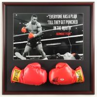 Mike Tyson Signed "Everyone Has A Plan..." Custom Framed Print Display with Set of (2) Everlast Boxing Gloves (Tyson & PSA) at PristineAuction.com
