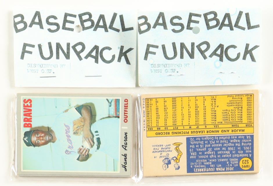 1970 Topps Baseball Cello Fun Pack Vending Box with (20) Packs at PristineAuction.com 1970 Topps Baseball Cello Fun Pack Vending Box with (20) Packs at PristineAuction.com