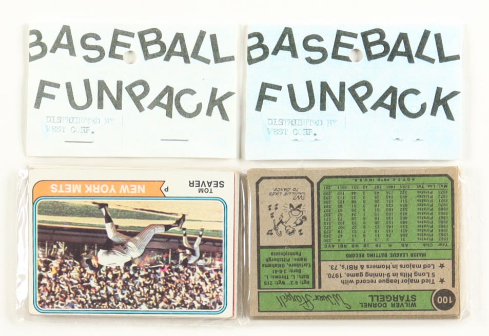 1974 Topps Baseball Cello Fun Pack Vending Box with (20) Packs at PristineAuction.com 1974 Topps Baseball Cello Fun Pack Vending Box with (20) Packs at PristineAuction.com