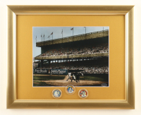 "Babe Ruth Home Run at Yankee Stadium" Custom Framed Photo Display with Merrick Mint Set of (3) Babe Ruth Coins at PristineAuction.com
