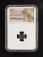 Biblical "Widow's Mite" Judaea 103-76 BC, Alex Jannaeus, AE Prutah - Mark 12:41-44 (NGC) at PristineAuction.com