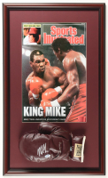 Mike Tyson Signed "King Mike" Custom Framed Print Display with Vintage Everlast "Jack Dempsey Model" Boxing Glove (Tyson & PSA) at PristineAuction.com
