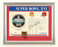 Joe Montana Signed Super Bowl XVI Custom Framed Commemorative Patch Display with Super Bowl Pin (PSA) at PristineAuction.com