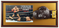 Mike Tyson Signed "Everyone Has A Plan.." Custom Framed Print Display with Vintage Brown Leather Everlast Boxing Glove (Tyson & PSA) at PristineAuction.com