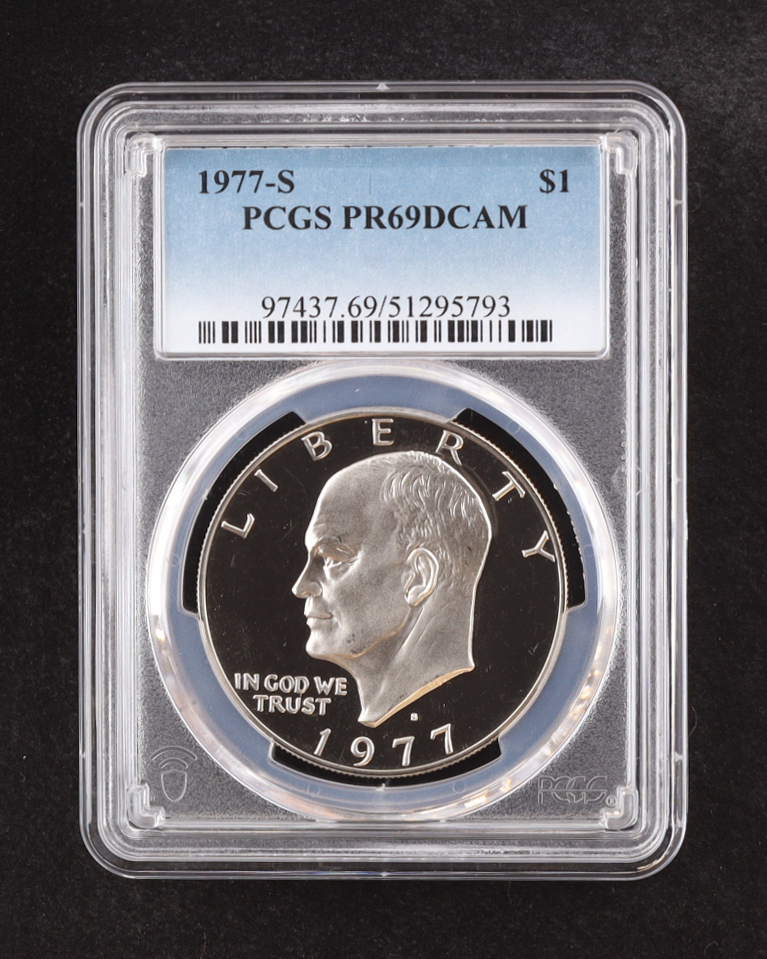 1977-S Eisenhower Silver Dollar - Deep Cameo Proof (PCGS PR69DCAM) at PristineAuction.com 1977-S Eisenhower Silver Dollar - Deep Cameo Proof (PCGS PR69DCAM) at PristineAuction.com