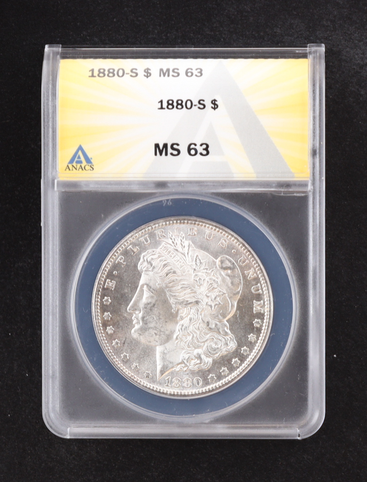 1880-S Morgan Silver Dollar (ANACS MS63) at PristineAuction.com 1880-S Morgan Silver Dollar (ANACS MS63) at PristineAuction.com