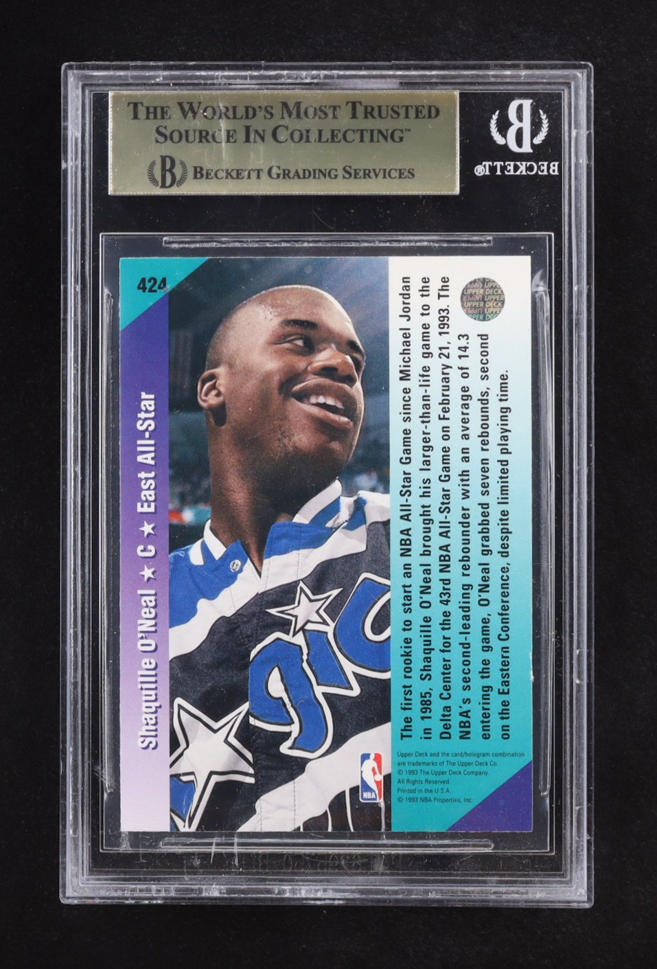 Shaquille O'Neal 1992-93 Upper Deck AS #424 RC (BGS 9.5) at PristineAuction.com Shaquille O'Neal 1992-93 Upper Deck AS #424 RC (BGS 9.5) at PristineAuction.com