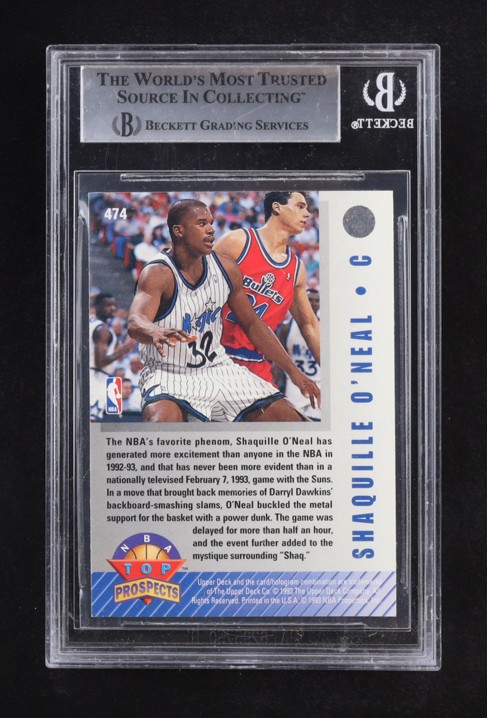 Shaquille O'Neal 1992-93 Upper Deck TP #474 RC (BGS 9) at PristineAuction.com Shaquille O'Neal 1992-93 Upper Deck TP #474 RC (BGS 9) at PristineAuction.com