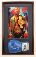 Mike Tyson Signed Custom Framed Everlast Boxing Glove Display with Leroy Neiman Art Print (Tyson & PSA) at PristineAuction.com