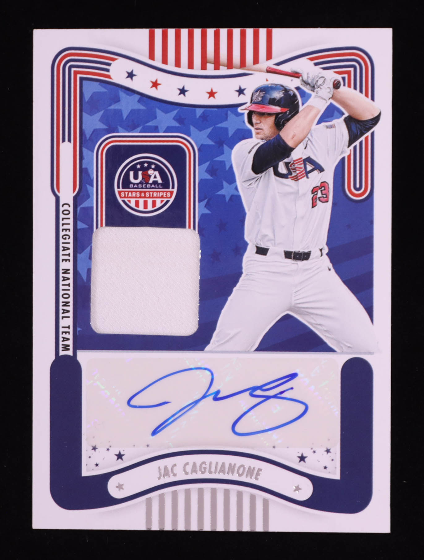 Jac Caglianone 2024 USA Baseball Stars and Stripes Stars and Stripes Signature Materials #65 RC at PristineAuction.com Jac Caglianone 2024 USA Baseball Stars and Stripes Stars and Stripes Signature Materials #65 RC at PristineAuction.com