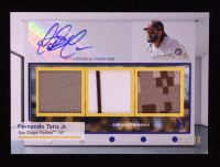 Fernando Tatis Jr. 2024 Topps Museum Collection Signature Swatches Triple Relic Autographs Sapphire #SWTRAFT #03/20 at PristineAuction.com