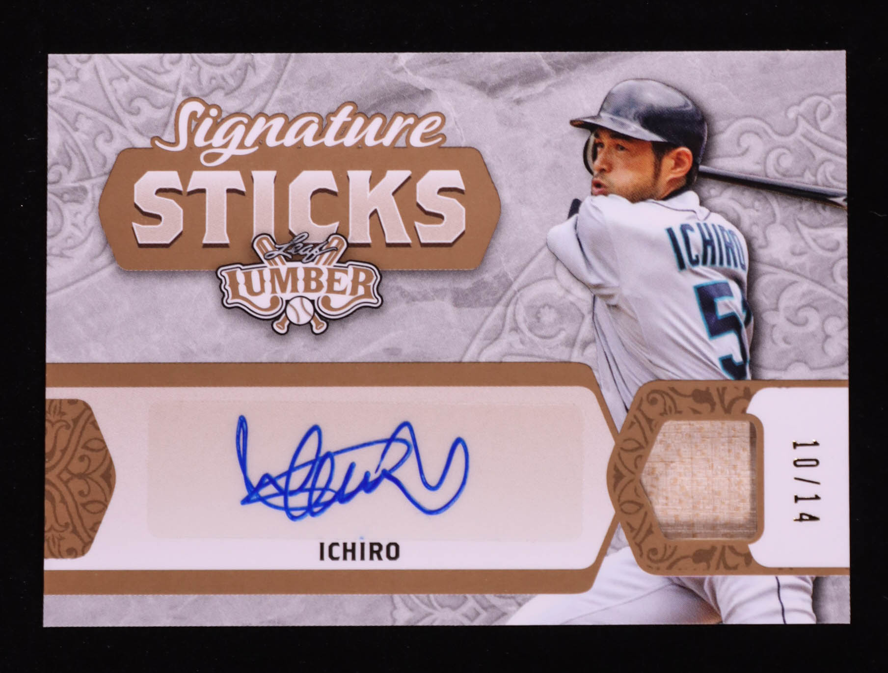 Ichiro Suzuki 2022 Leaf Lumber Signature Sticks Game-Used Memorabilia #SS11 #10/14 at PristineAuction.com Ichiro Suzuki 2022 Leaf Lumber Signature Sticks Game-Used Memorabilia #SS11 #10/14 at PristineAuction.com