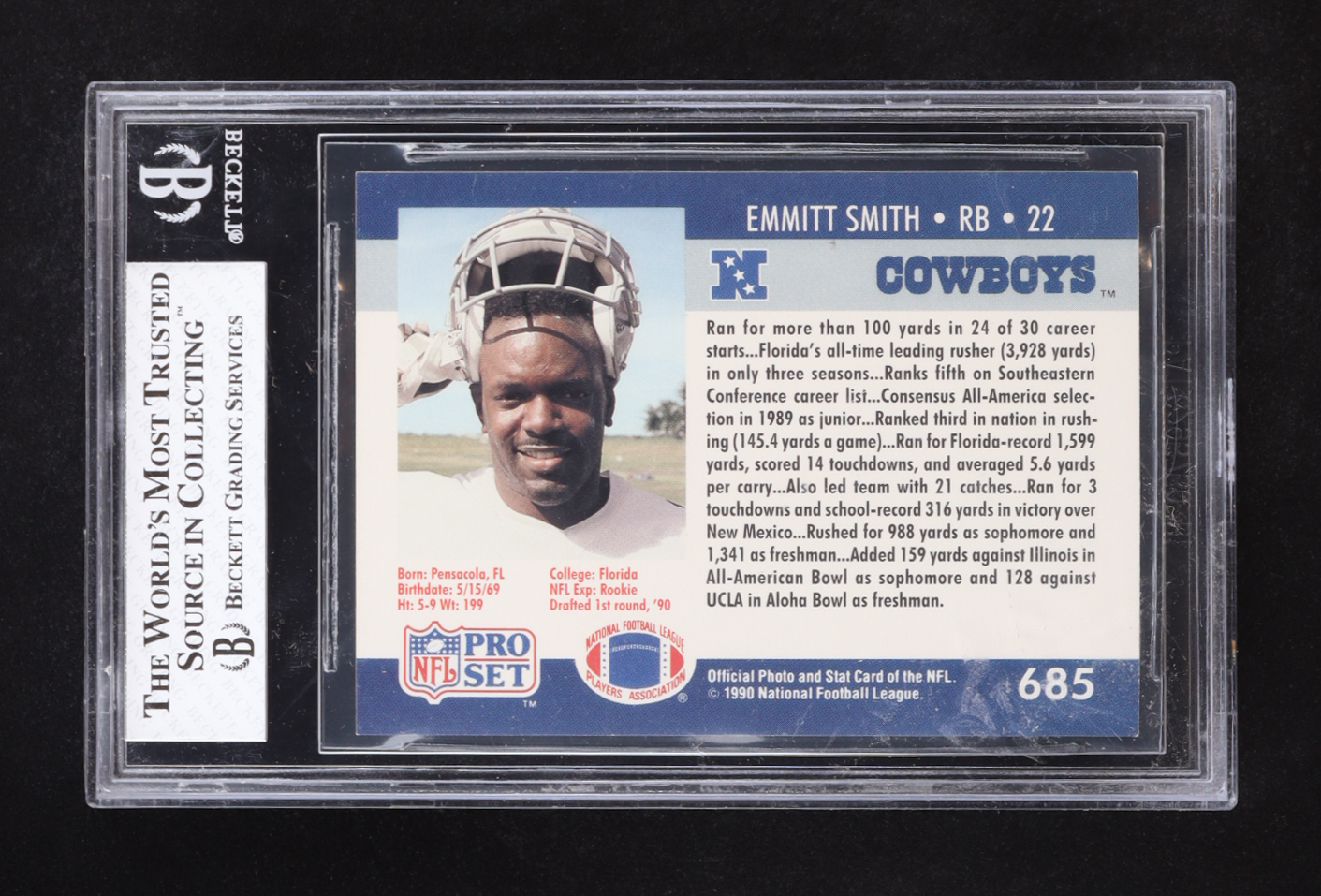 Emmitt Smith 1990 Pro Set #685 RC (BGS 8) at PristineAuction.com Emmitt Smith 1990 Pro Set #685 RC (BGS 8) at PristineAuction.com