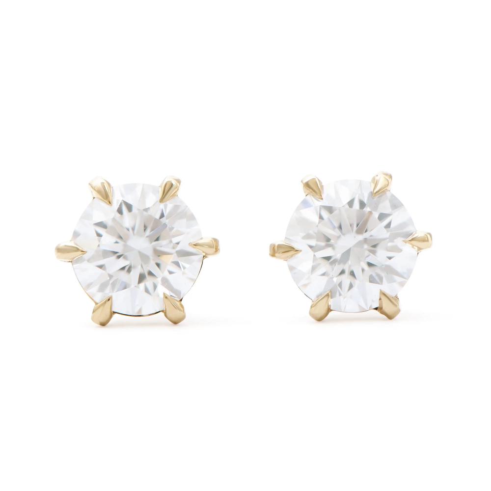 2.00 CTW Pair of (2) Lab-Grown Diamond Yellow Gold Designer Stud Earrings D, VS 1 (IGI) at PristineAuction.com