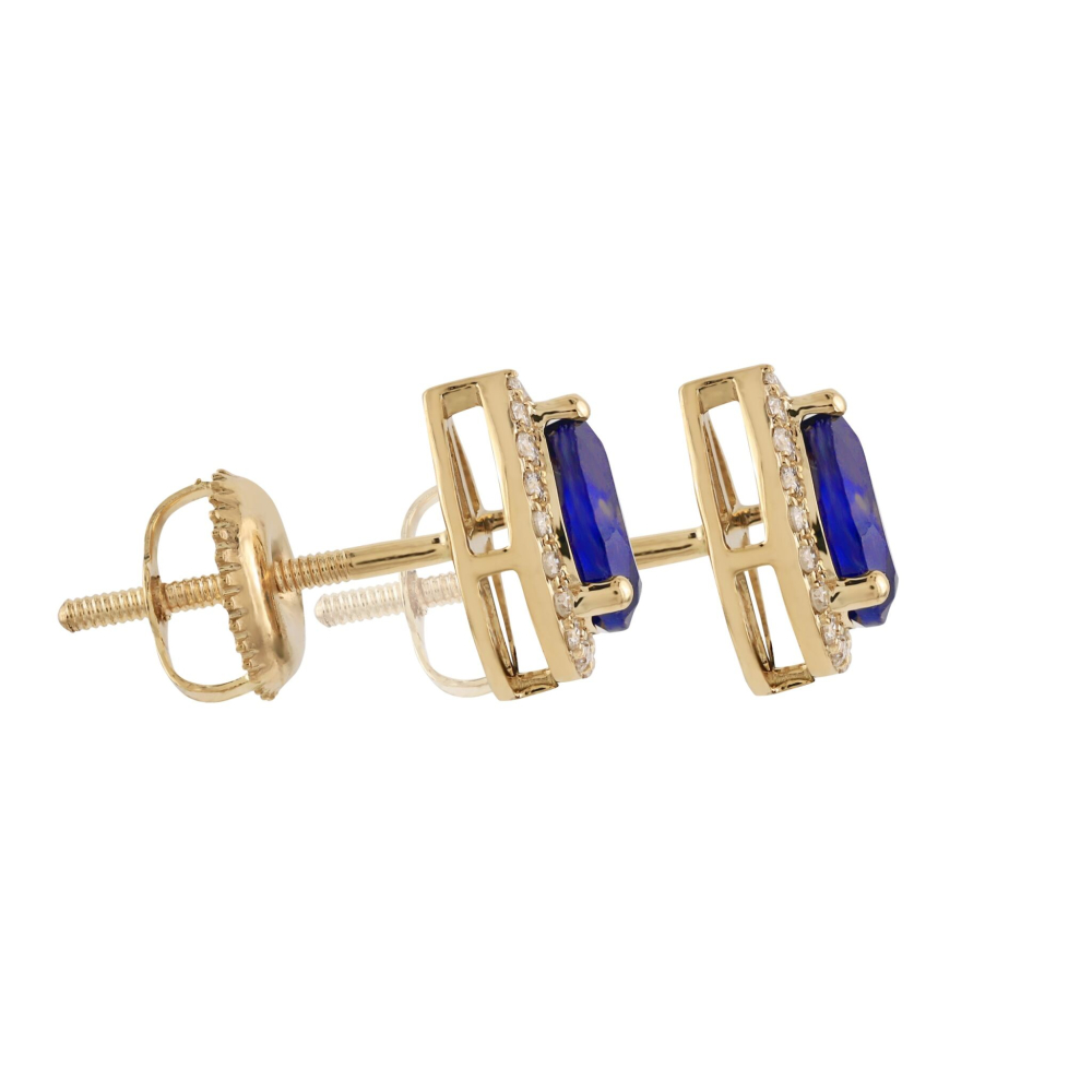 1.11 CTW Natural Sapphire & Diamonds 14K White Gold Plated Designer Earrings | Estimated Retail Value: $7,230  (IGI) at PristineAuction.com