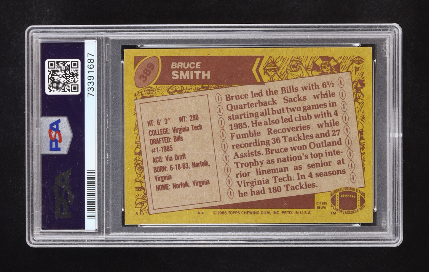 Bruce Smith 1986 Topps #389 RC (PSA 6) at PristineAuction.com Bruce Smith 1986 Topps #389 RC (PSA 6) at PristineAuction.com