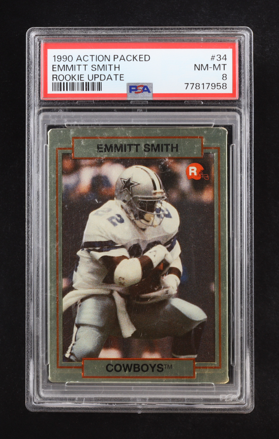 Emmitt Smith 1990 Action Packed Rookie Update #34 RC (PSA 8) at PristineAuction.com Emmitt Smith 1990 Action Packed Rookie Update #34 RC (PSA 8) at PristineAuction.com