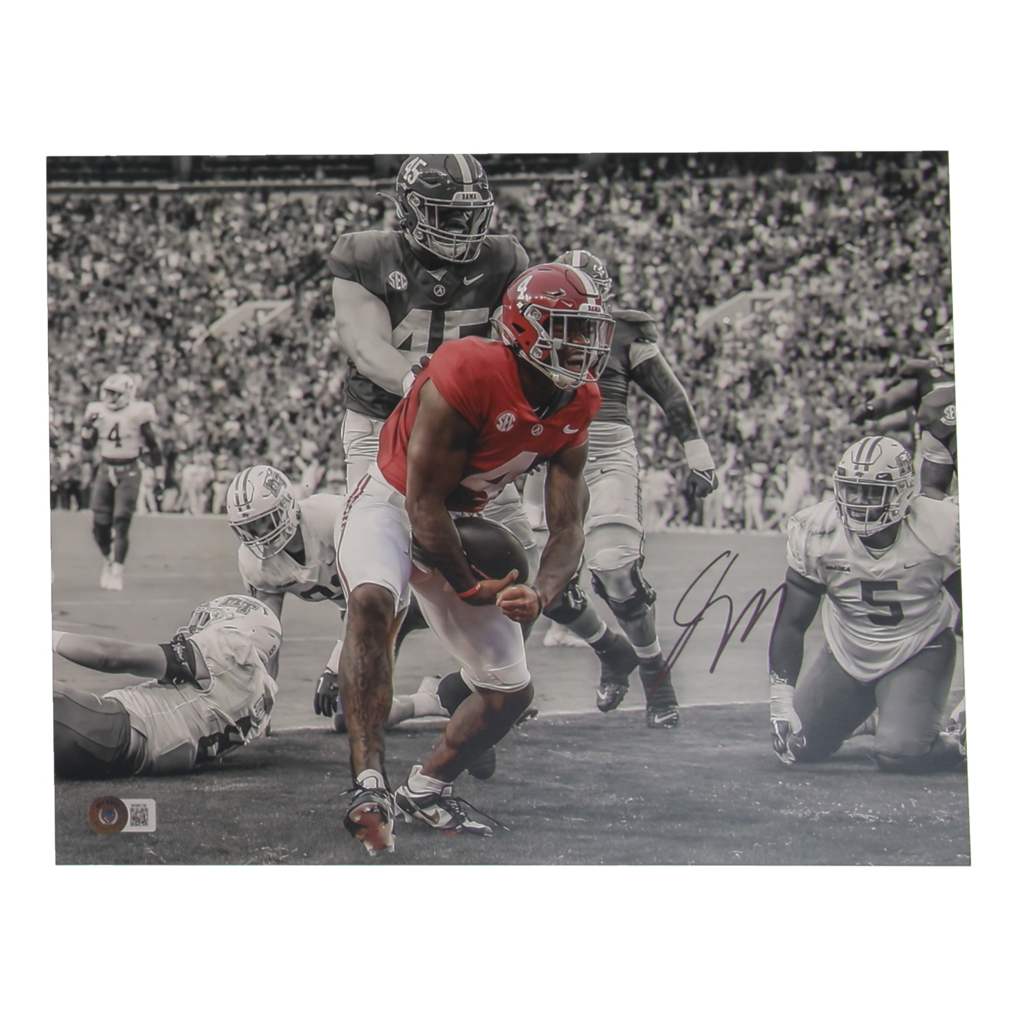 Jalen Milroe Signed Alabama Crimson Tide 11x14 Photo (Beckett) at PristineAuction.com Jalen Milroe Signed Alabama Crimson Tide 11x14 Photo (Beckett) at PristineAuction.com