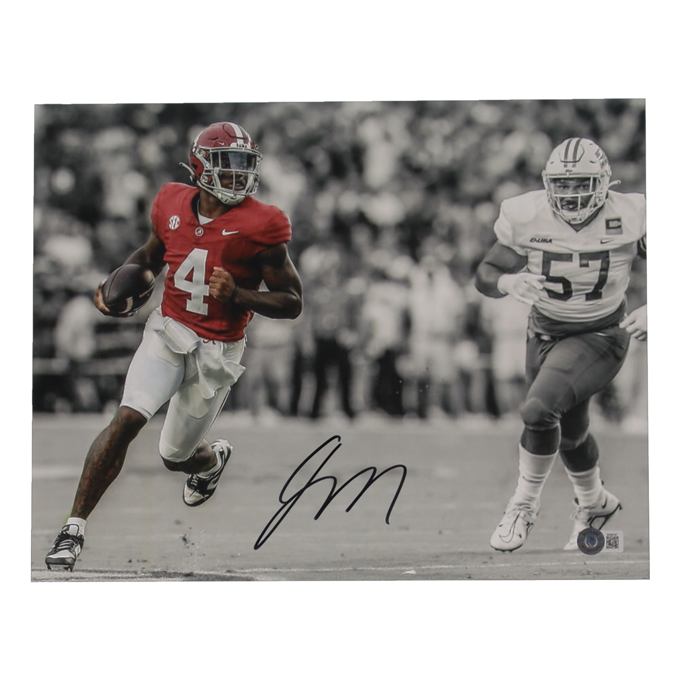 Jalen Milroe Signed Alabama Crimson Tide 11x14 Photo (Beckett) at PristineAuction.com Jalen Milroe Signed Alabama Crimson Tide 11x14 Photo (Beckett) at PristineAuction.com