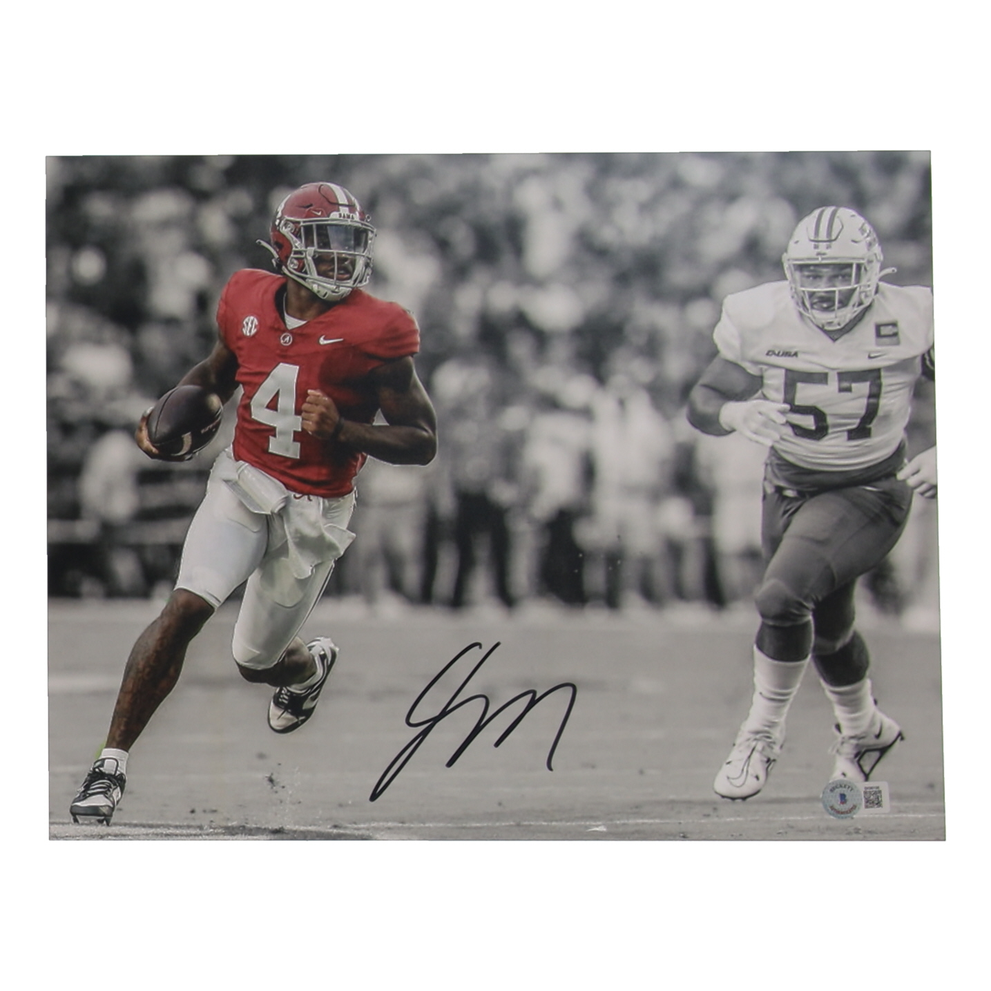 Jalen Milroe Signed Alabama Crimson Tide 11x14 Photo (Beckett) at PristineAuction.com Jalen Milroe Signed Alabama Crimson Tide 11x14 Photo (Beckett) at PristineAuction.com