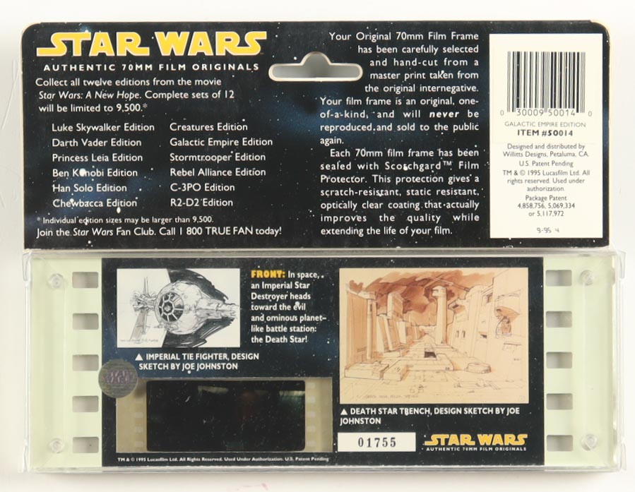 "Star Wars" 1995 Original 70mm Film Cell In Original Sealed Package at PristineAuction.com "Star Wars" 1995 Original 70mm Film Cell In Original Sealed Package at PristineAuction.com