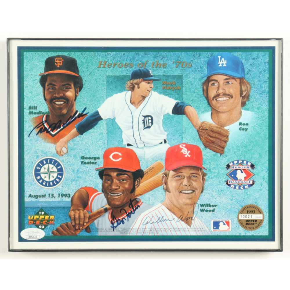 Bill Madlock, George Foster & Wilbur Wood "Heroes of the '70s" Signed Custom Framed Photo Display (JSA) at PristineAuction.com