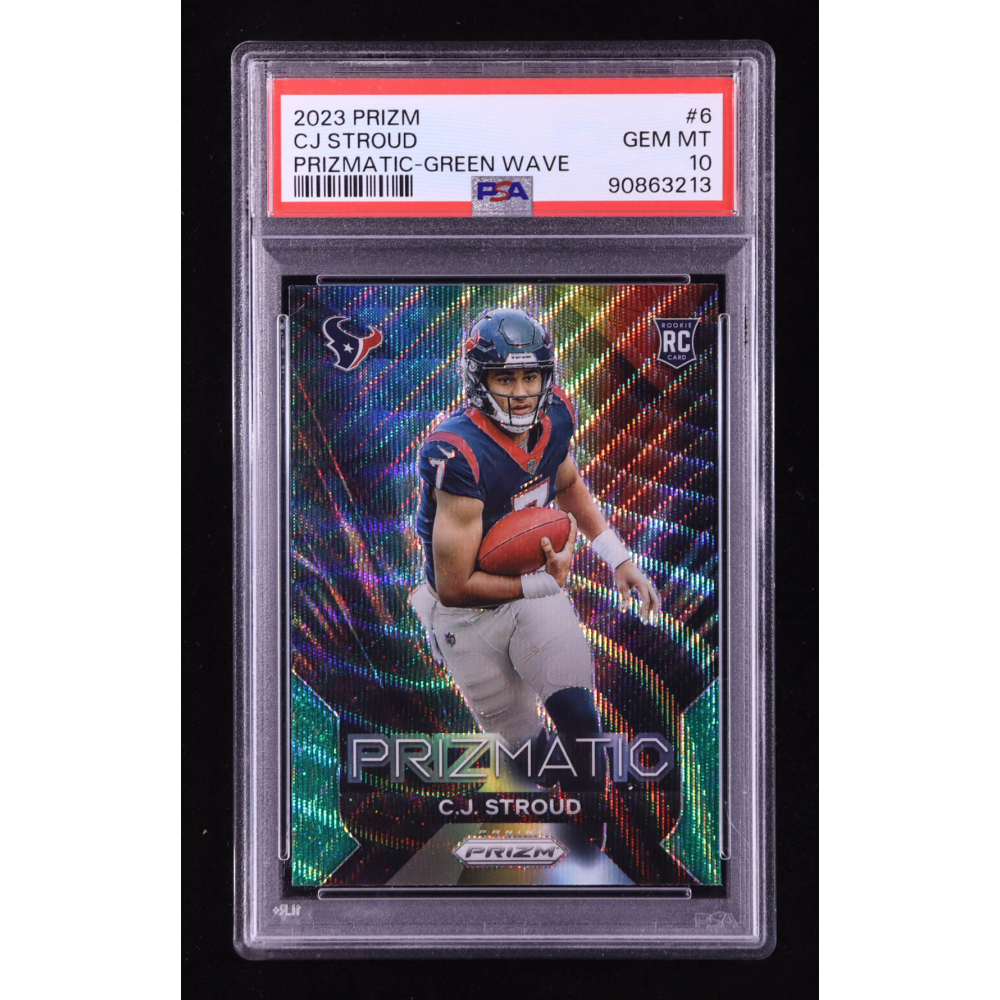 CJ Stroud 2023 Panini Prizm Prizmatic Prizms Green Wave #6 RC (PSA 10) at PristineAuction.com