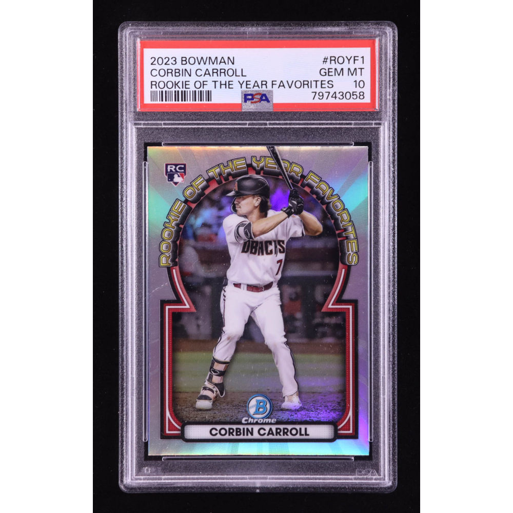 Corbin Carroll 2023 Bowman Chrome Rookie of the Year Favorites #ROYF1 RC (PSA 10) at PristineAuction.com