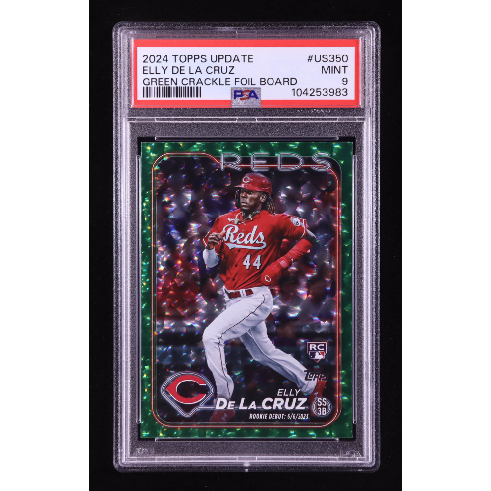 Elly De La Cruz 2024 Topps Update Green Crackle Foil #US350 #304/499 RC (PSA 9) at PristineAuction.com
