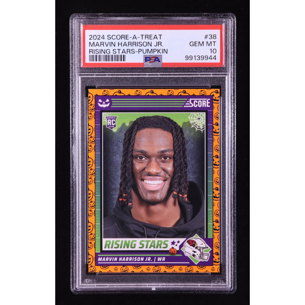 Marvin Harrison Jr. 2024 Score Halloween Rising Stars Pumpkin #38 RC (PSA 10) at PristineAuction.com