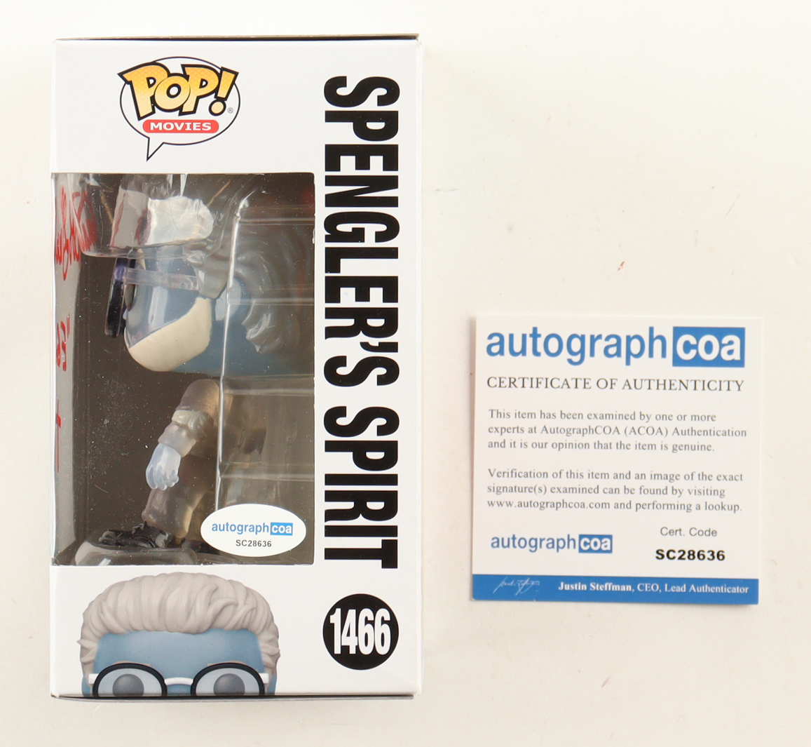 Bob Gunton Signed "Ghostbusters: Afterlife" #1466 Spengler's Spirit Funko Pop! Vinyl Figure Inscribed "'Egon' +" (ACOA) at PristineAuction.com Bob Gunton Signed "Ghostbusters: Afterlife" #1466 Spengler's Spirit Funko Pop! Vinyl Figure Inscribed "'Egon' +" (ACOA) at PristineAuction.com