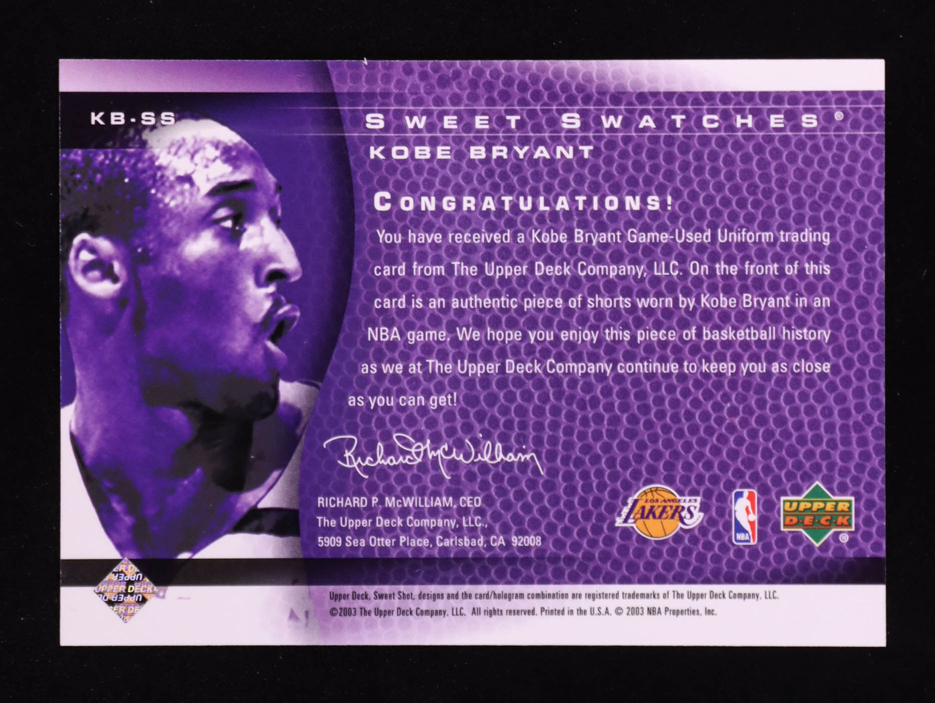 Kobe Bryant 2003-04 Sweet Shot Sweet Swatches #KBSS SP at PristineAuction.com Kobe Bryant 2003-04 Sweet Shot Sweet Swatches #KBSS SP at PristineAuction.com