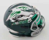 Saquon Barkley Twice-Signed Eagles Custom Alternate Speed Mini Helmet With Visor (Beckett) at PristineAuction.com